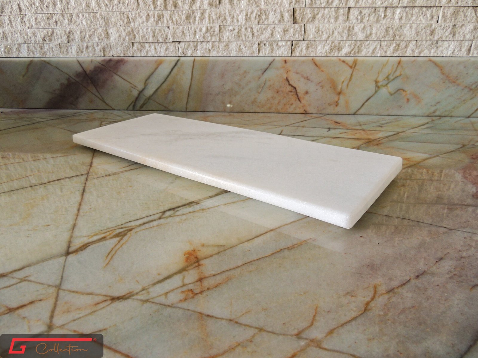 bandeja banho mármore branco 40x15x2 - 1